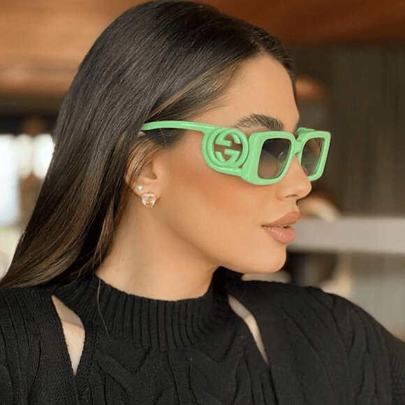 NEW GUCCI GG1325S 004 WOMEN GREEN SUNGLASSES GUCCI - Picture 1 of 15